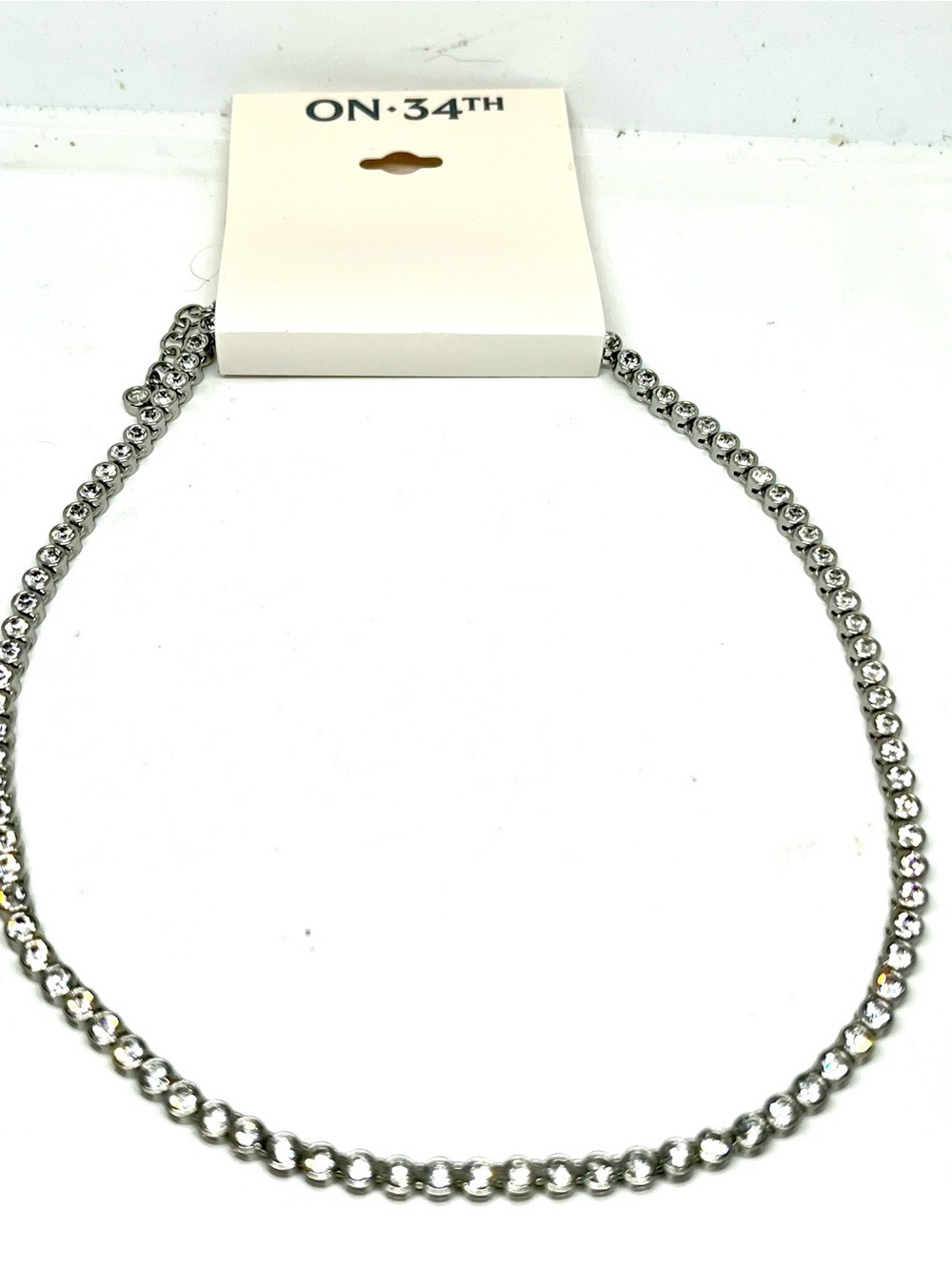 On 34th Classic Silver Tennis Necklace NWT